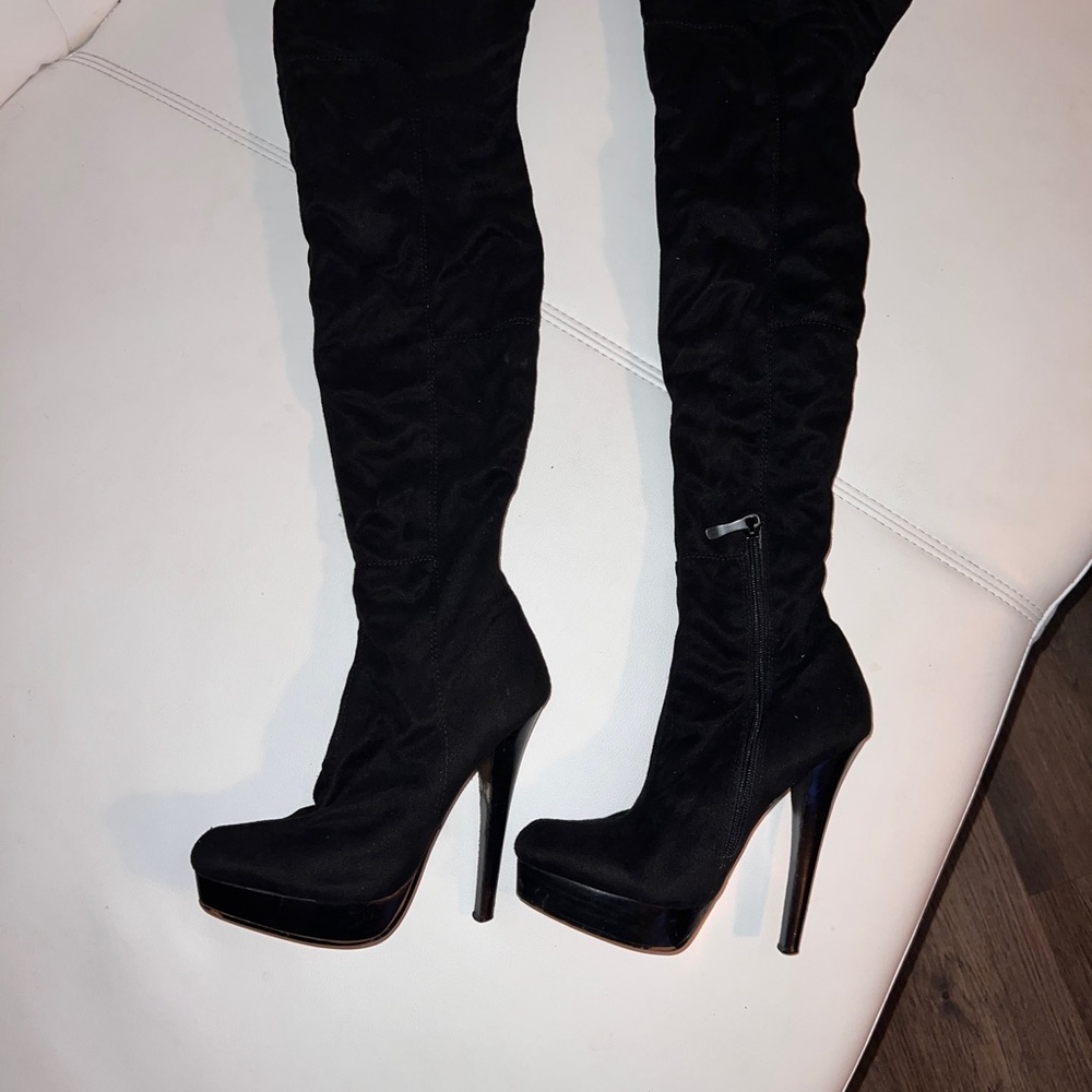 Suede thigh high boots